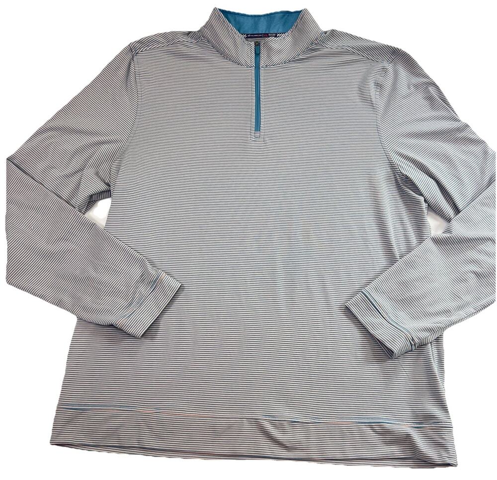 Southern Tide 1/4 Zip Pullover Size XL Blue Pink Micro Striped Tide to Trail Dad